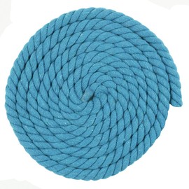 Twisted 3 Strand Natural Cotton Rope Artisan Cord (Cyan, 1/2 Inch, 10 Feet)
