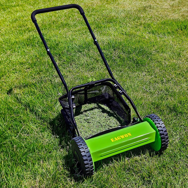 EAGWON 14-Inch 5-Blade Manual Push Reel Lawn Mower Cordless, with