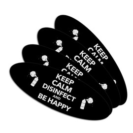 Keep Calm Disinfect and Be Happy Double-Sided Oval Nail File Emery Board Set 4 Pack