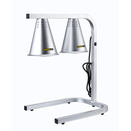 Double Head Food Heat Lamp, With 2 Heat Lamp Bulbs For Food Service Free Standing 120V Commercial And Household Use- Adjustable - Silver Aluminum Material With Scratch-Resistant Finish. By ChefMaid