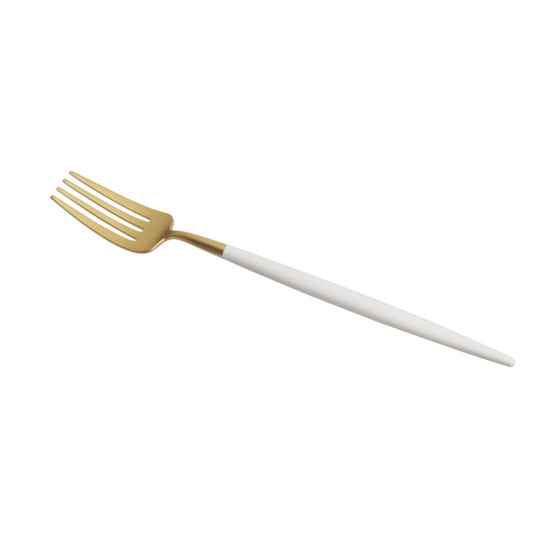 Cutipol GOA GO07WGB Dessert Fork, White/Gold, 7.3 inches (18.5 cm)