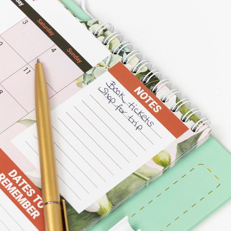 2025 Desk Calendar Free Standing Flip Over Spiral Bound Wall