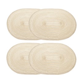 HARFINGTON 4pcs Oval Braided Placemats 20" Non-Slip Oval Table Mats for Dining Tables Washable Heat Insulation Woven Placemats Indoor Outdoor for Family Holiday Dinner, Yellow