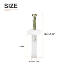 DTGN 3/16" x 1" (D x L) Mushroom Nail Drive Anchors - 10Pack - Good for Furniture Installation - Steel Zinc Nail Nylon Drywall Rivets - White