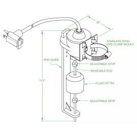 MDI Inc Vertical Float Switch - 10 Foot - 1" to 6" Pumping Range - N.O. - 120 VAC