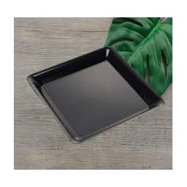 4 12" Square Black Plastic Trays Heavy Duty Plastic Serving Tray 12" x 12" Serving Platters Food Tray Decorative Serving Trays Wedding Platter Party Trays Great Disposable Serving Party Platters