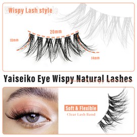 Half Lashes Wispy 3/4 False Eyelashes Natural Look Fluffy Clear Band False Cat Eye Lashes that Look Like Extensions Soft Handmade Reusable Half Eyelashes(5 Pairs Pack)