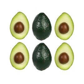 Liobelon 6 Pieces Artificial Avocado, Lifelike Avocado Plastic Fruit, Realistic Half Avocads Fake Fruits avocado decor for Photography Prop Basket Display Kitchen Party Ornament Christmas Thanksgiving