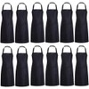 TESIN 12 PCS Plain Color Bib Apron Adult with 2
