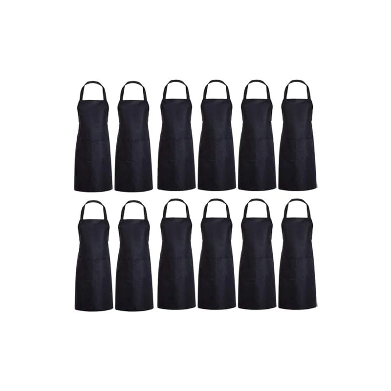 TESIN 12 PCS Plain Color Bib Apron Adult with 2