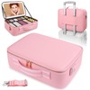 saiggnyy 15"×11" Large Pink Makeup Bag with Mirror, Personal Item