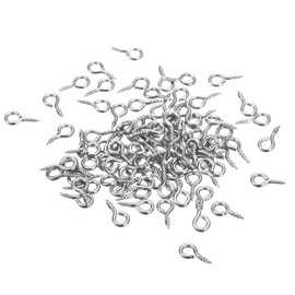 sourcing map 100Pcs Eye Screws, 304 Stainless Steel 8x4mm Small Self Tapping Screw Hooks Ring Mini Eye Pins for DIY Handwork Wooden Clay Pendants Cork Bottles, Silver