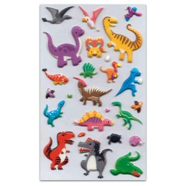 Funny Sticker World CUTE DINOSAUR STICKERS T Rex Puffy Raised Vinyl Sticker Sheet Craft Scrapbook
