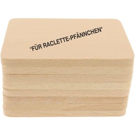 teemando® 8 x Raclette Wooden Coasters with Print, 10 cm, Decorative Coasters for Glasses and Raclette Pans