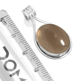 Jeweloporium 925 Silver Pendant for Women Brown Smoky Topaz Stone Solitaire Silver Pendant Necklace Wedding Gift Costume Jewelry