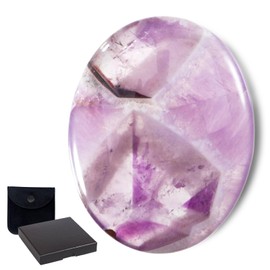 UICCVOKK Amethyst Worry Stone, Natural Amethyst Carved Thumb Worry Stone, Pocket Palm Amethyst Crystal for Meditation Reiki Anxiety Relief, for Women Polished Reiki Balancing Pocket Massage Crystal