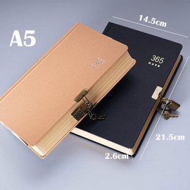 LIMEQKI Diary with Lock, A5 Vintage Journal with Lock, 192 Sheets/384 Pages, Kraft Paper Inserts for Men and Women (Brown)