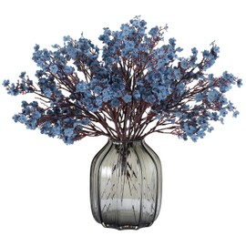 JAKY-Global Baby's Breath Silk Artificial Flowers Bulk 6 Pieces for Autumn Decor Fake Flower Bouquet Bulk for Home Kitchen Indoor Bouquet Flower Arrangement Table Centrepieces Party Decor (Blue Ashes)