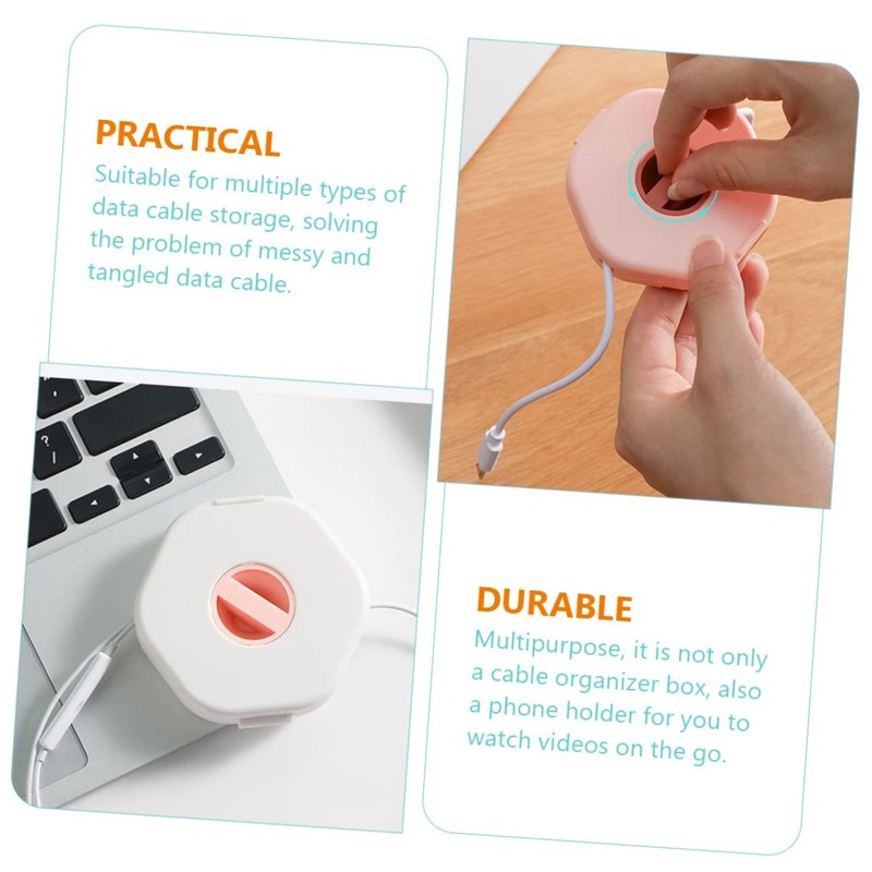 IWOWHERO 4Pcs Portable Cable Management Box Data Cable Storage Winder