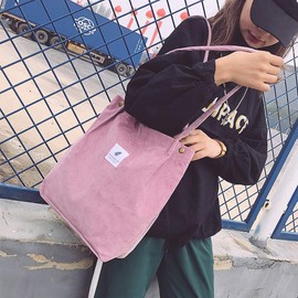Funtlend Large Cord Bag for Women Corduroy Tote Bag Women Shoulder Handbags Totebag for School Shopping Work College Casual