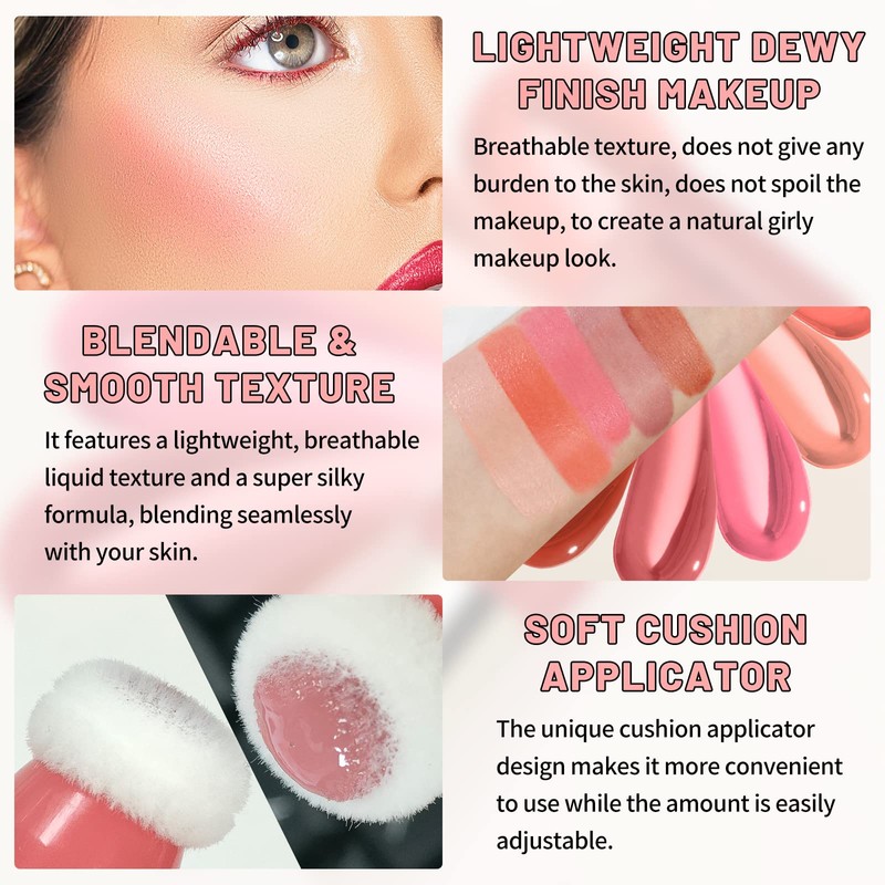 Prreal Blush Beauty Wand, Cream Blush Matte Liquid Blush with