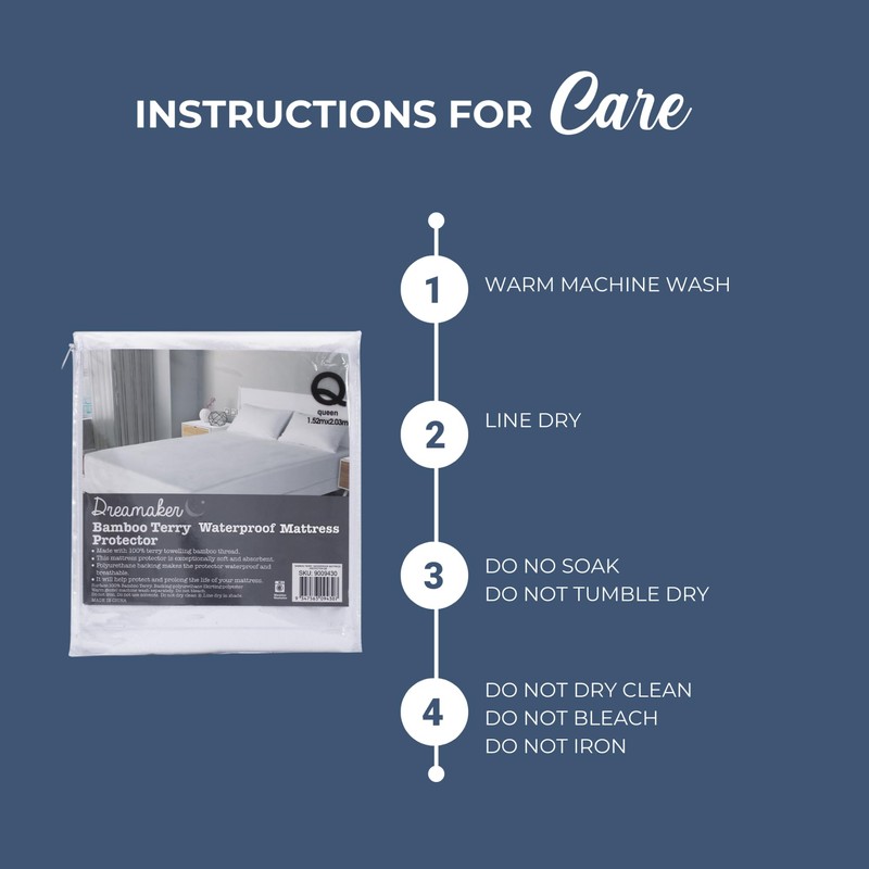 Dreamaker Fully Fitted 100% Bamboo Terry Waterproof Mattress Protector, Rustle
