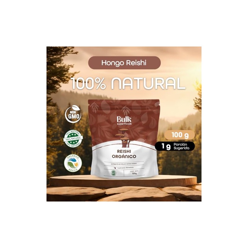 BULK SUPERFOODS Extracto de Reishi Orgánico en Polvo Adaptógeno