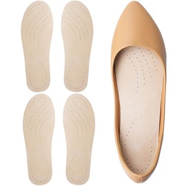 Leather Sockless Shoe Insoles，Handmade Barefoot Inserts, Thin Dress Shoe Inserts for Men/Women, Thin Sockless Shoe Liner, Anti-Slip, Anti-Odor, S for 5-7 Women