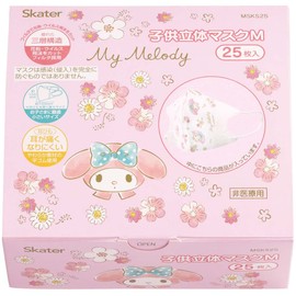 Skater MSKS25-A 3-Layer Non-woven Fabric 3D Mask, M, For Kids, 25 Pieces, My Melody, Elegant