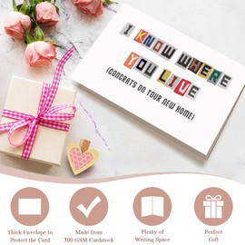 Naixiwen New Home Congrats Card, Funny Housewarming Congratulations Card, l Know Where You Live