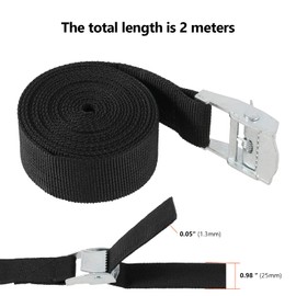 SEUNMUK 16 Pack 2m X 25mm Lashing Straps with Zinc Alloy Cam Buckle, Black Tie Down Strap Cam Buckle Locking Strap for Trucks Cargo Motorcycle Securing, Lawn Equipment
