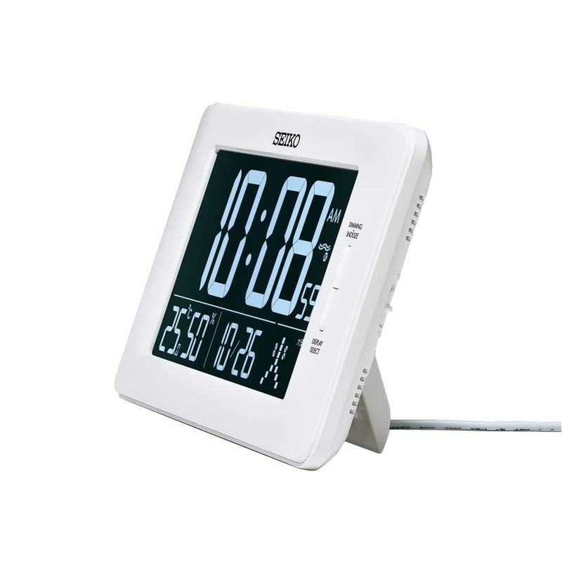 Seiko DL216W Table Clock, Alarm Clock, Radio Control, Digital, AC