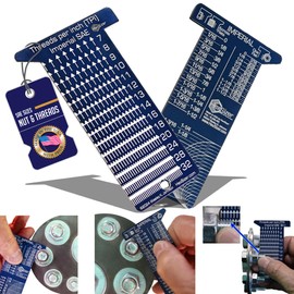 HexSizer - SAE Hex Nut and Bolt Size Gauge Tool & Inch Thread Pitch Checker Set – Compact, Durable Aluminum Gauge for Measuring SAE Hardware, Nuts, Studs, and Bolts - Imperial Units Measurement