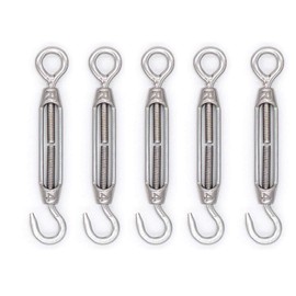 eoocvt 5pcs M4 Stainless Steel 304 Turnbuckle Wire Rope Tension (Hook & Eye)