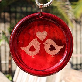 Mission Glass Works 4-Inch Etched Little Birds in Love Suncatcher from Our Valentines Collection - Made in The USA. A Great Gift for Anyone. Colorful Suncatchers Bring a Room or View to Life.