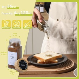 Naivees 4 OZ Glass Spice Jars with Bamboo Lids Empty Bottles with Labels and Funnel Storage Bottles for Spice,Seasoning and Grain (36 Pack)