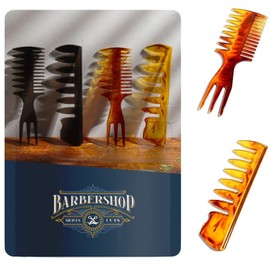 iMii Men's Comb Comb Pomade Gel Styling Mesh Comb Fade Cut Coarse Coarse Comb for Men Classic Barber (Camel Set of 2)