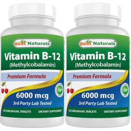 Best Naturals Best Naturals Vitamin B-12 as Methylcobalamin (Methyl B12), 6000 mcg 120 Sublingual Tablets (120 Count (Pack of 2))