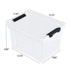 Ucake 4-Pack 22 Quart Plastic Storage Bins with Lids, Plastic Latching Storage Box with Wheels, Clear