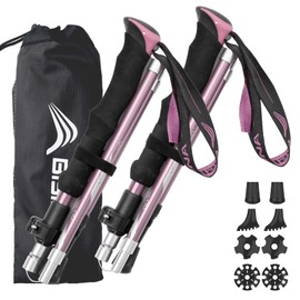 BISINNA Hiking Poles Collapsible Trekking Poles Aluminum Alloy Hiking Sticks 2 pc Lightweight Adjustable Folding Stick for Wowen Men Walking Sticks with Quick Lock System