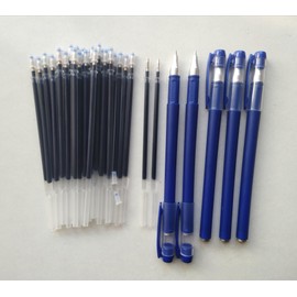 30 Pcs Blue Pen Refills and 5 Pcs Gel Pens Blue,Gel Pen Refills Set Kit,Ink Pen Refills with 5 Gel Ink Pens,0.5 mm Fine Point Pen,Work Pen Smooth Writing for Office. (Blue)