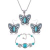 Fuqimanman2020 3pcs Ethnic Simulation Turquoise Set Butterfly Pendant Necklace Bohemian
