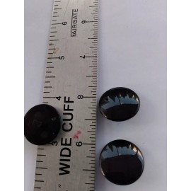9 VINTAGE SHANK BUTTONS 7/8 inch GLOSS BLACK ROUND  BL2 PLASTIC
