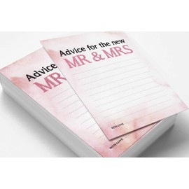 Inkdotpot Set Of 50 Advice For The New Mr and Mrs Black Advice Cards Wedding Décor, Guestbook Alternative Watercolor 5x7 inches