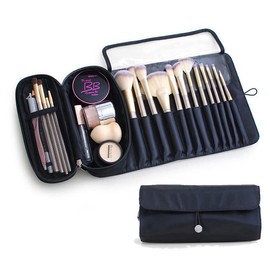E-isata Makeup Brush Holder Storage Bag Cosmetic Case Multifunctional, 12 Pockets Brush Holder Pouch Hand Bag Makeup Travel Organizer for Girl Women
