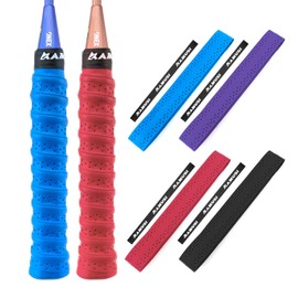 CIXLOGIC 4pcs Comfortable Tennis/Badminton Racket Grips Colorful Tennis Racquet Grips Wrap-on Grip Anti Slip Handle Cover Perforated Super Absorbent Overgrip for Padel Tennis Squash Racket