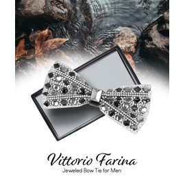 Vittorio Farina Jeweled Bow Tie - Jeweled: Silver & Black (BJ 04)