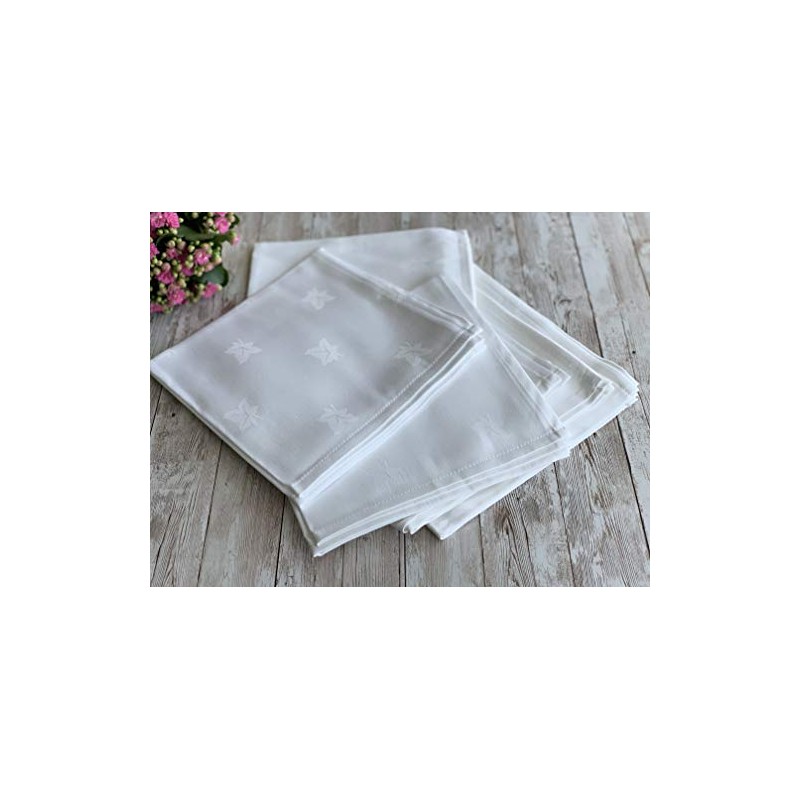 Set of 6 Napkins Ivy Leaf White - 100% Egyptian