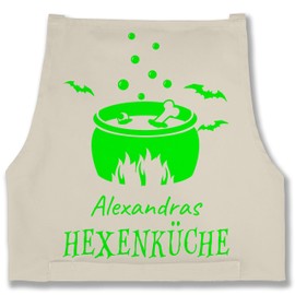 Geschenk mit Namen personalisiert by Shirtracer - Apron - Cooking Apron - Witch's Kitchen with Name, 09 natural white