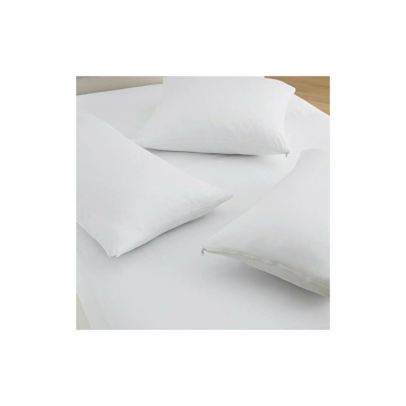 LUXURY 100% COTTON ANTIBACTERIAL WATERPROOF ZIPPER PAIR PILLOW PROTECTORS (EU
